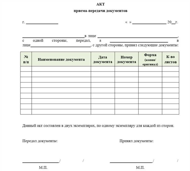 Акт приемки-передачи товаров формирование и составление